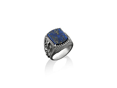 BySilverStone Jewelry – St. Markus Der Evangelist, Quadratischer Lapislazuli-Siegelring, Christliche Herrenringe Aus Sterlingsilber, Orthodoxer Schmuck, Geschenk Für Religiöse Frauen von BySilverStone Jewelry