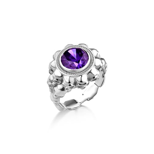 BySilverStone Jewelry Totenkopf- Und Amethyst-Silber-Gothic-Ring Für Männer, Einzigartiger Herren-Solitärring Mit Amethyst, Biker-Ring Für Freund, Gothic-Herrenring von BySilverStone Jewelry