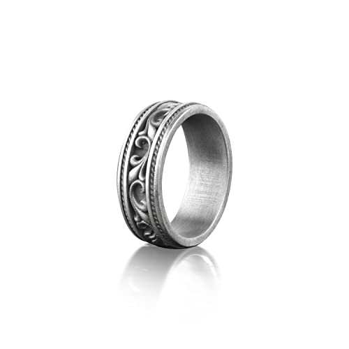 BySilverStone Jewelry – Versprechensring Mit Viktorianischem Muster Für Ihn, Herren-Ehering Mit Blumenornament, Ring Im Antiken Stil Für Papa, Geschenk Für Ehemann von BySilverStone Jewelry