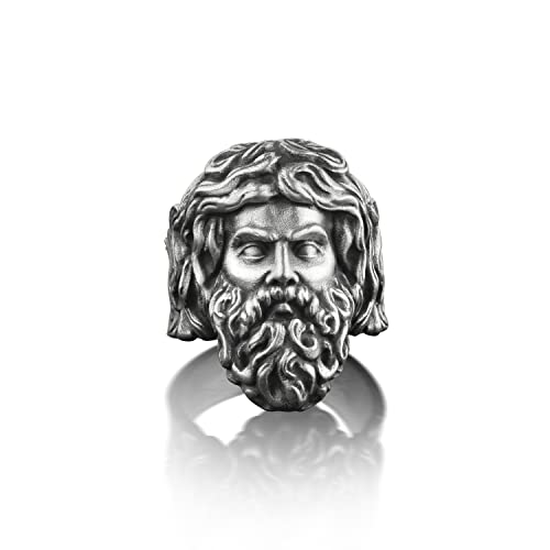 Bysilverstone Jewelry Silberring Für Herren – Zeus, Himmelsgott, Antiker Griechischer Ring, Fantasy-Herrenring Aus Oxidiertem Sterlingsilber, Griechischer Mythologie-Ring Für Den Besten Freund, Ungewö von BySilverStone Jewelry