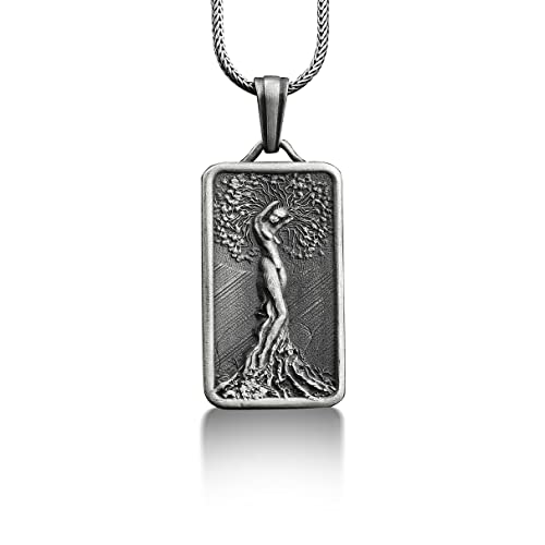 Bysilverstone Schmuck – Baum Des Lebens 925 Silber Halskette, Sterling Silber Frau Baum Kunst, Yggdrasil Schmuck, Gravierte Halskette, Nordische Mythologie Geschenk Für Sie von BySilverStone Jewelry