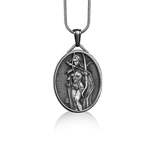 Bysilverstone Schmuck – Fantasy-Bogenschützen-Anhänger, Lady Archer-Silberanhänger, Archerres-Halskette, Weibliche Fantasy-Bogenschützen-Halskette, Lady Archer-Halskette von BySilverStone Jewelry