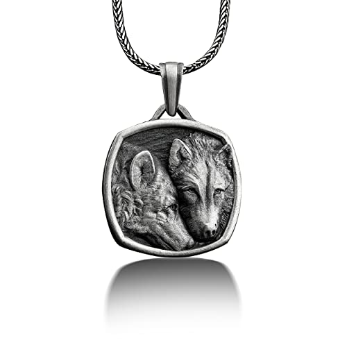 Bysilverstone Schmuck – Halskette Aus Sterlingsilber Mit Wolf-Familie, Personalisierte Halskette Aus 925Er Silber, Familien-Halskette, Wolf-Schmuck, Anpassbare Halskette, Erinnerungsgeschenk von BySilverStone Jewelry