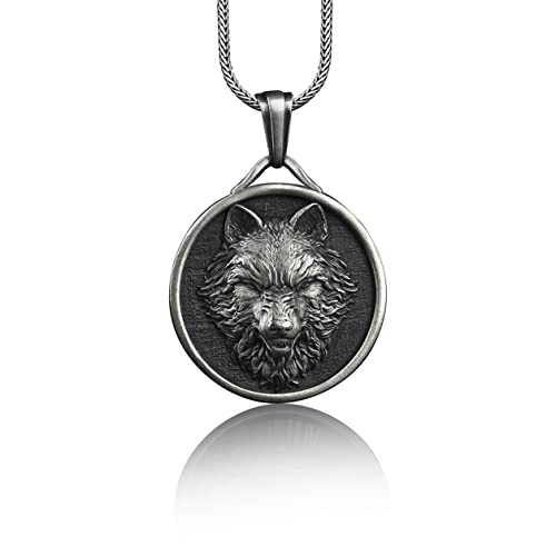 Bysilverstone Schmuck – Halskette Mit Anhänger „Wilder Wolf“ Aus Sterlingsilber, Handgefertigter Anhänger „Angry Wolf Men“, Skandinavischer Schmuck, Halskette Mit Medaillon „Wolf Men“, Geschenk Für Mä von BySilverStone Jewelry