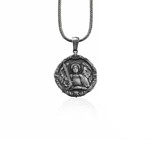 Bysilverstone Schmuck – Heiliger Michael, Handgefertigt, Der Erzengel, Sterlingsilber-Herren-Charm-Halskette, Erzengel-Anhänger, St. Michael-Christian-Schmuck, Christliche Halskette von BySilverStone Jewelry