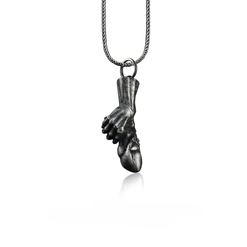 Bysilverstone Schmuck – Herren-Herz-Halskette, Anhänger Aus Oxidiertem Silber, Hand-Herz-Anhänger, Kleiner Herz-Anhänger, Sterling-Silber-Herren-Herz-Halskette, Herren-Silber-Geschenk von BySilverStone Jewelry