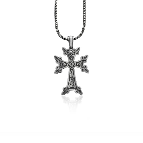 Bysilverstone Schmuck – Keltisches Kreuz, Handgefertigte Sterling-Silber-Herren-Charm-Halskette, Keltischer Knoten Am Kreuz, Silberner Herren-Schmuck, Keltischer Kreuz-Anhänger, Christliche Halskette von BySilverStone Jewelry