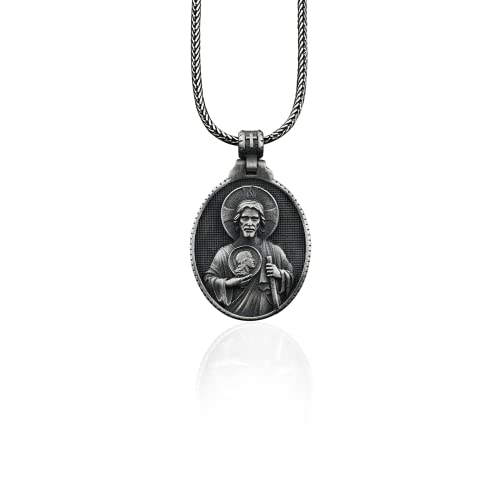 Bysilverstone Schmuck – Silberne Saint-Jude-Halskette Für Herren, Saint-Jude-Medaillon Für Männer, Saint-Jude-Silberanhänger, Christliches Medaillon, Religiöse Katholische Silberhalskette von BySilverStone Jewelry