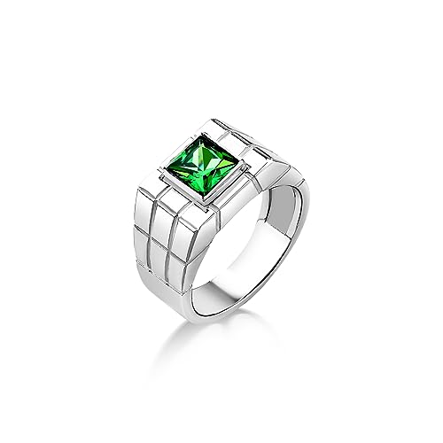 Grüner Smaragd-Quadratschliff-Ring Aus Sterlingsilber, Klarer Smaragd-Statement-Ring Für Männer, Eleganter Herren-Modering Aus Silber, Grüner Jade-Ring von BySilverStone Jewelry
