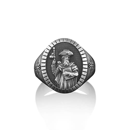 Massiver Silberring Des Heiligen Jakob, Herrenring Des Heiligen Jakob, Religiöse Herrenringe, Christlicher Signet-Geschenkring, Silberne Katholische Ringe, Ring Des Heiligen Jakob von BySilverStone Jewelry