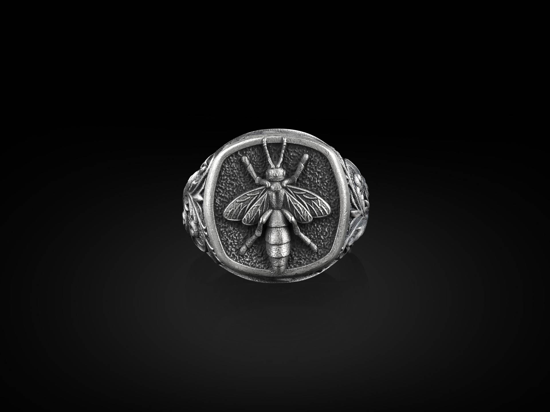 Bienen Ring, Sterling Silber Quadrat Siegelring Für Männer, Biker Ring Siegelring, Finger Fern Beziehung Geschenk Freundin von BySilverStone