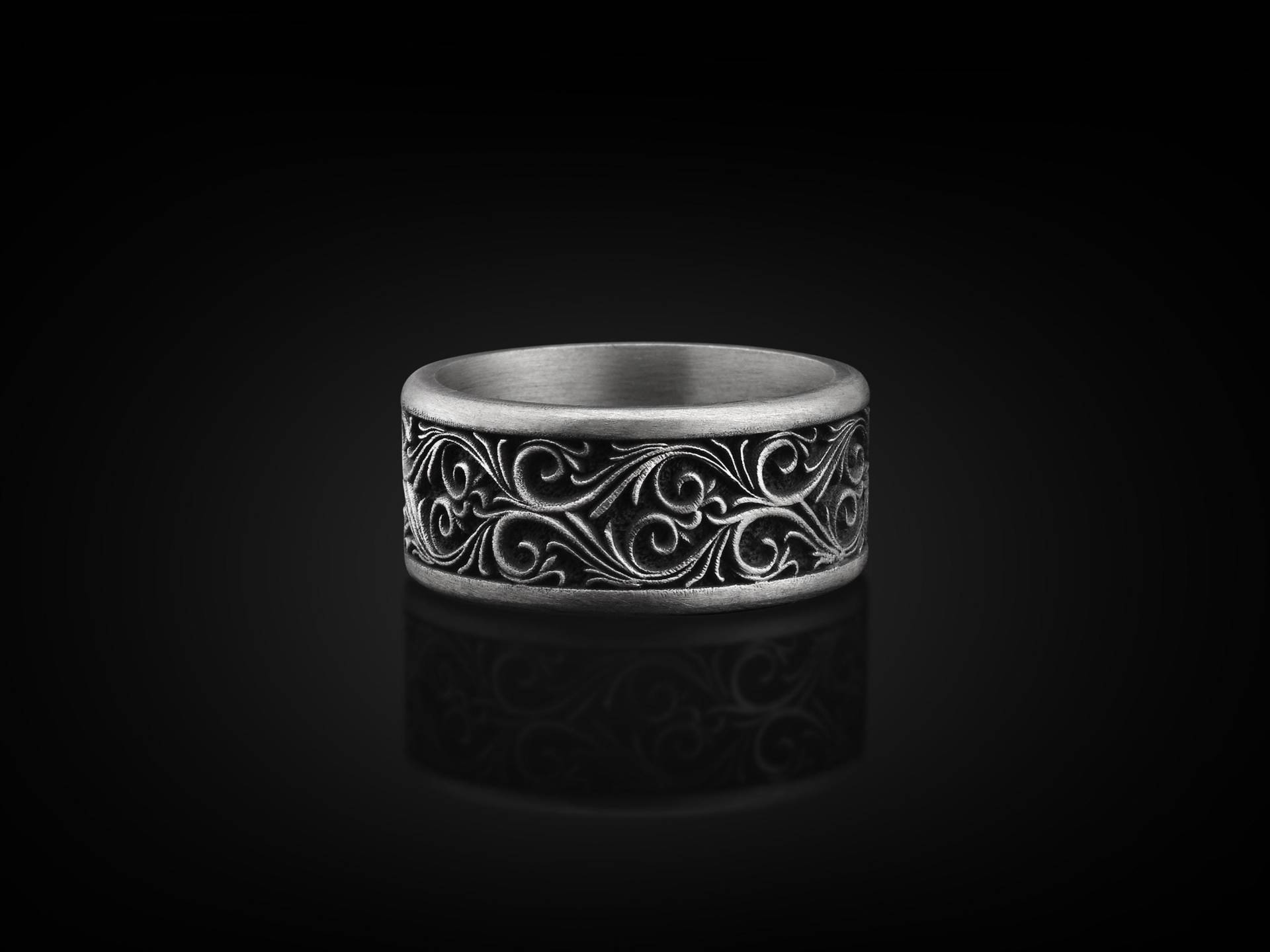 Blätter-Motive Handgefertigter Herren-Bandring Aus Sterlingsilber, Natur-Ehering, Zierlicher Ring, Verlobungsring, Jubiläumsring, Erinnerungsgeschenk von BySilverStone