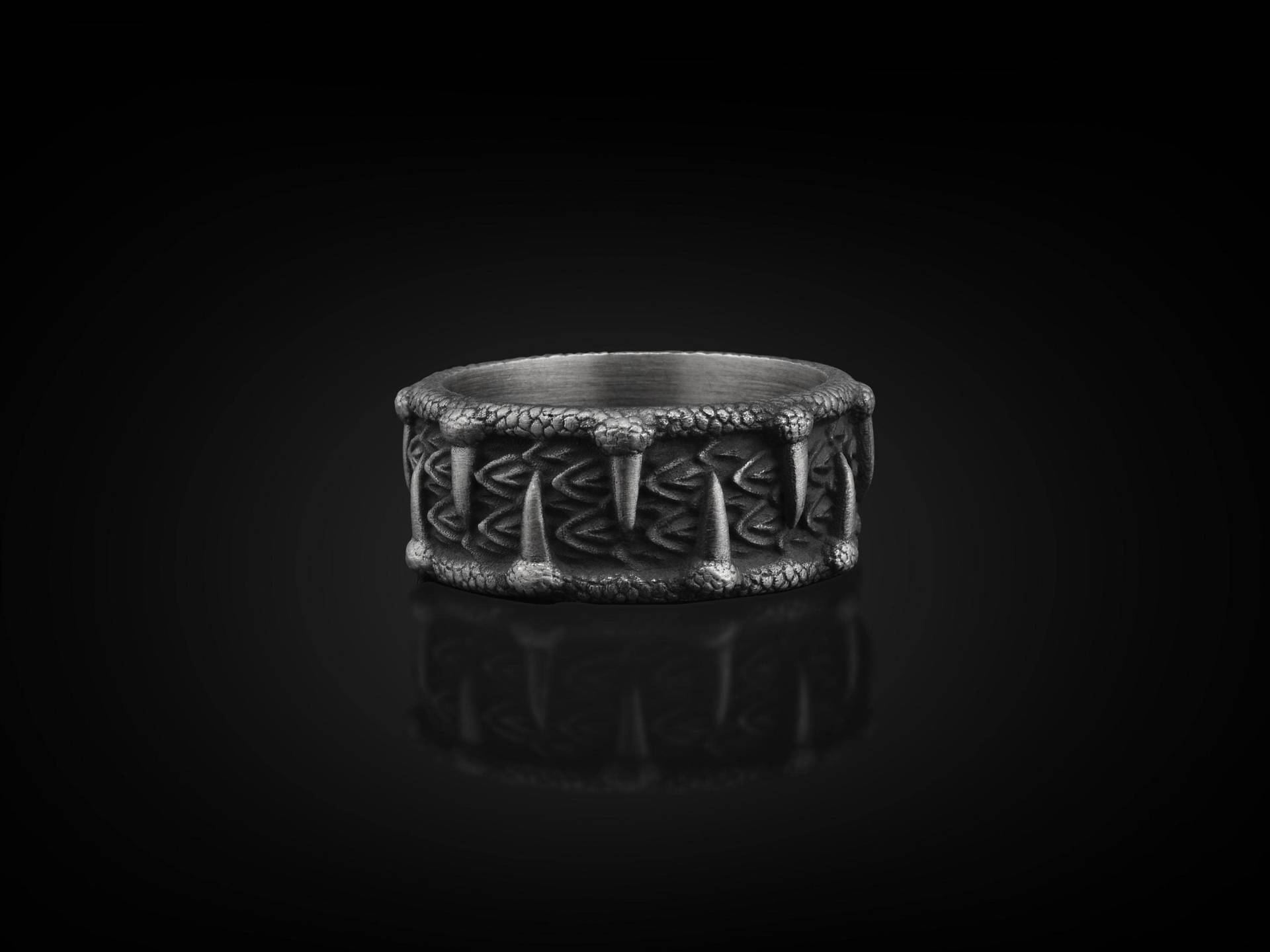 Die Drachenzähne Und Skala Handgemachter Sterling Silber Männer Bandring, Drachen Gothic Ring, Stapelbarer Biker Schmuck, Gedenkgeschenk von BySilverStone