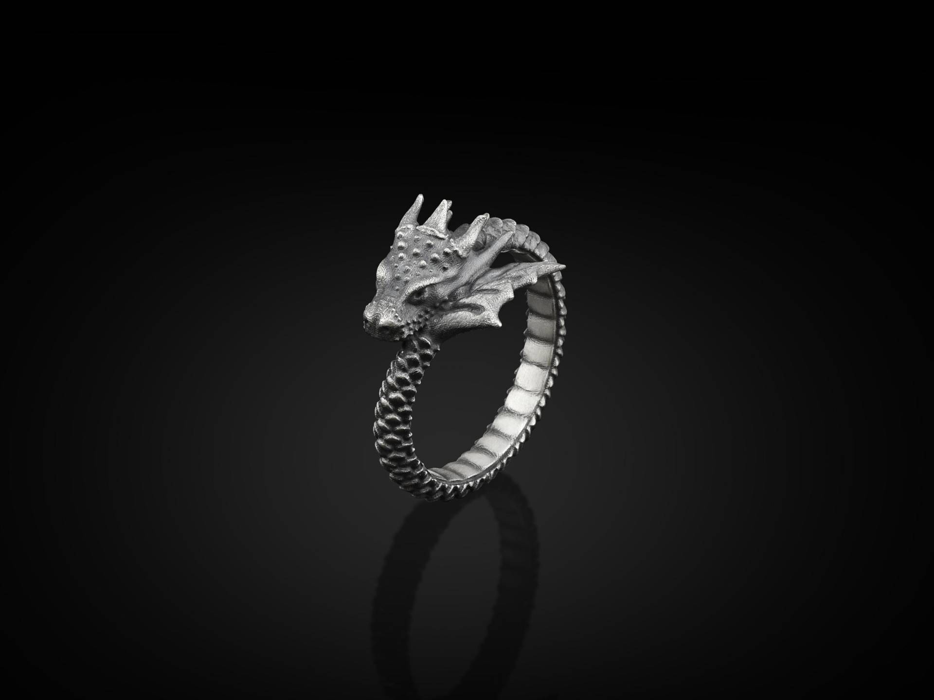 Drachen Handgemachter Sterling Silber Bandring Für Männer, Mythologie Einzigartiger Tier Ring, Schmuck, Geschenk Männer von BySilverStone