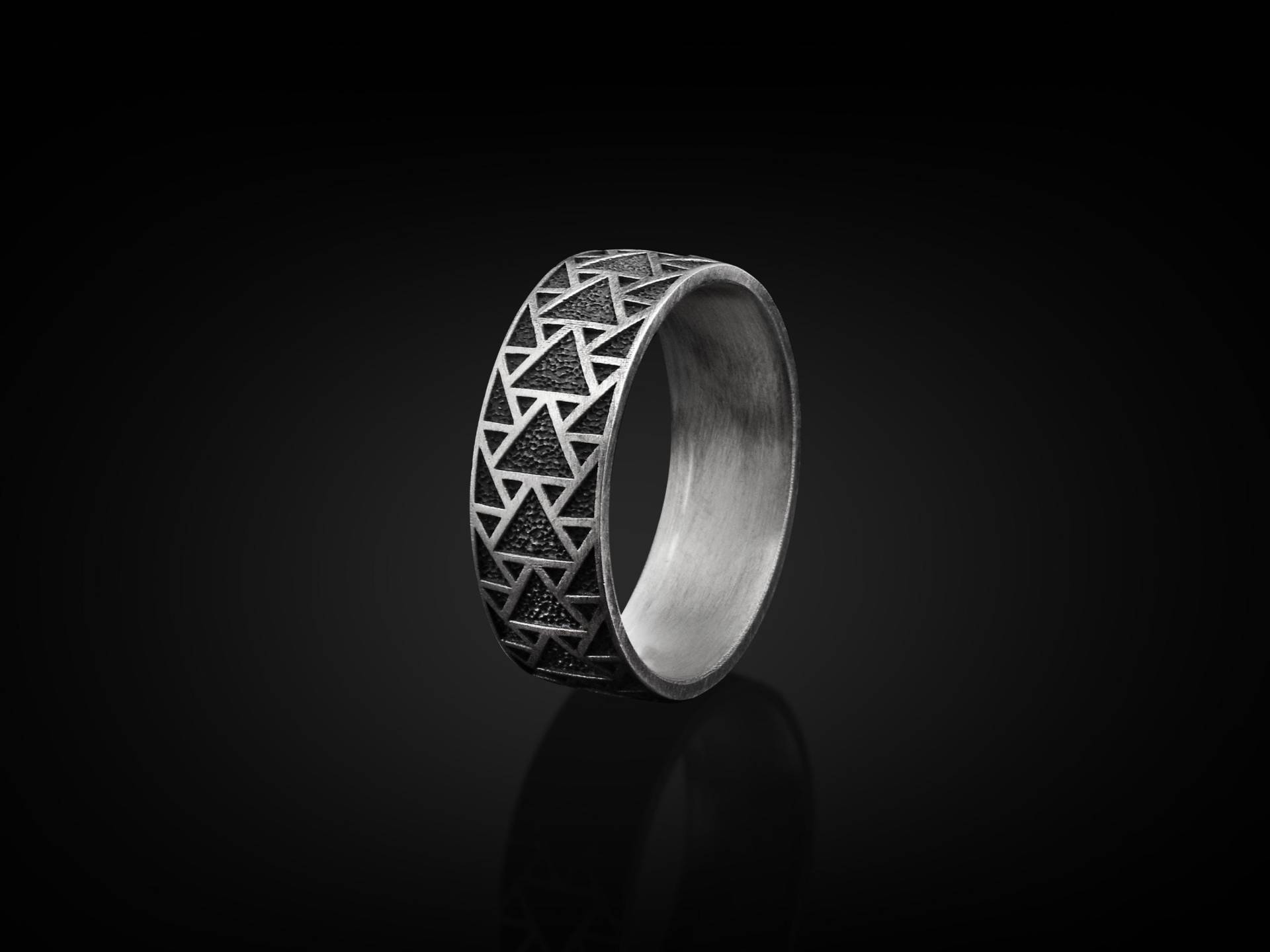 Dreiecke Handgemachte Sterling Silber Band Ring Für Männer, Ehering Ehering, Verlobungsring, Jahrestag Geschenk von BySilverStone