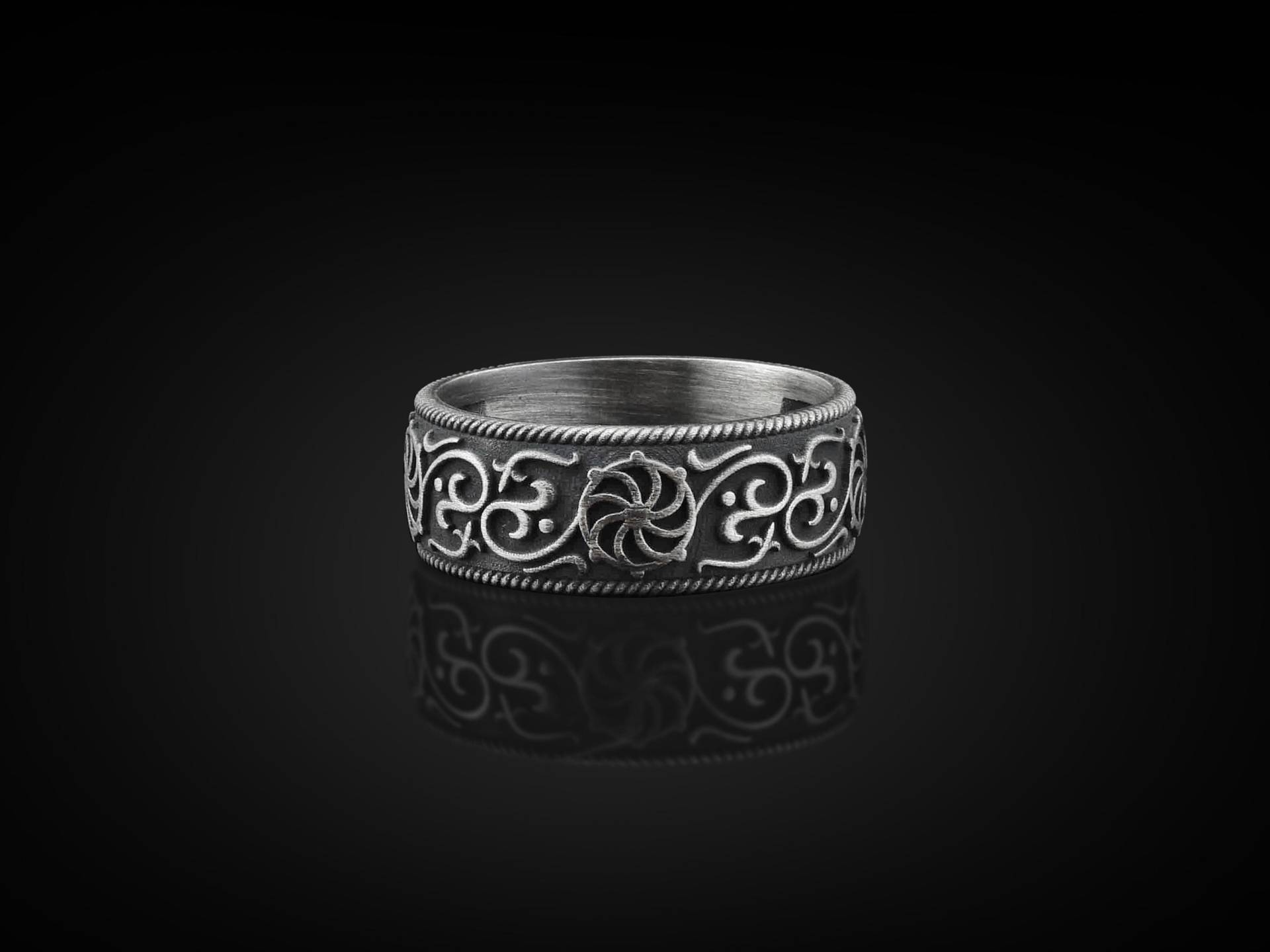 Einzigartiges Design Handgemachte Sterling Silber Herren Bandring, Ehering, Ornament Herrenring, Versprechen Herrenring von BySilverStone