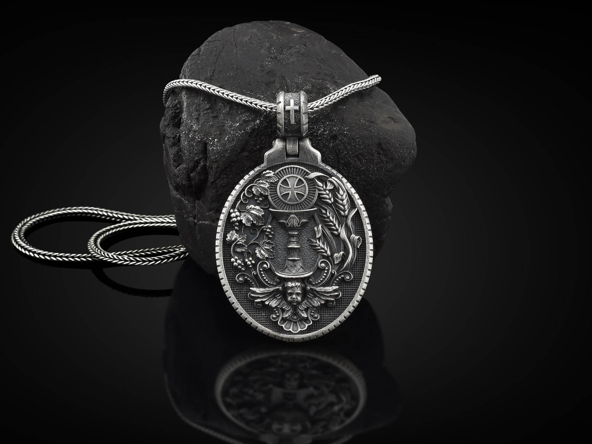 Eucharistie Handgemachte Sterling Silber Männer Charm Halskette, Die Heilige Kommunion Schmuck, Herren Abendmahl Anhänger, Christliches Geschenk von BySilverStone