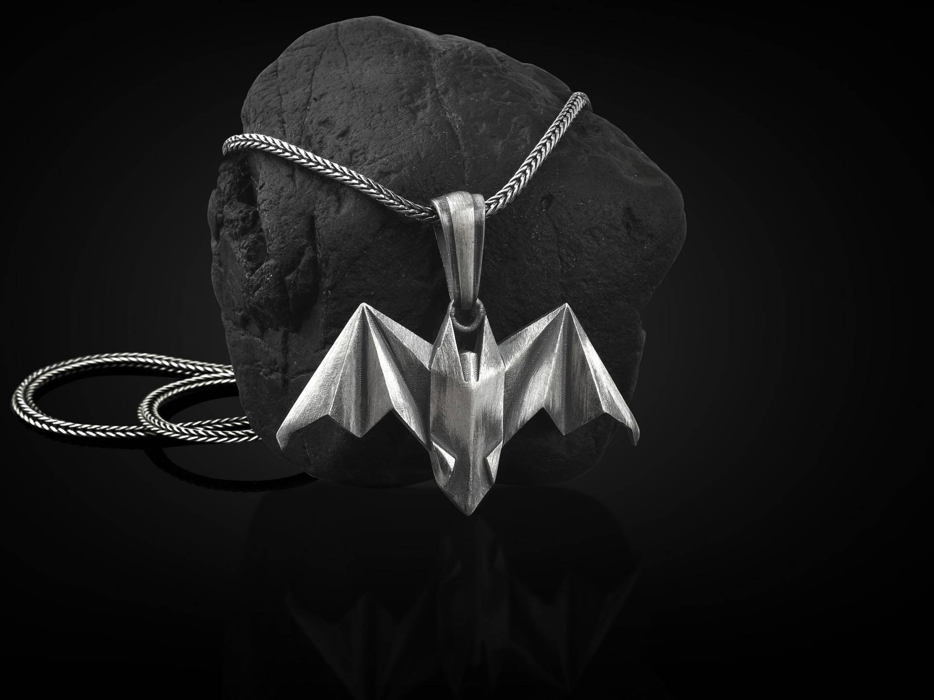 Fledermaus Sterling Silber Origami Halskette, 925 Vogel Halloween Schmuck, Tier Bester Freund Erinnerungsgeschenk von BySilverStone