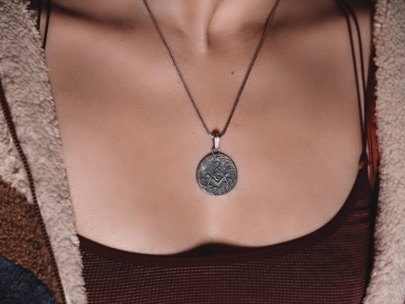 Freimaurer Silber Anhänger, Großer Mason G Schmuck, Geschenk Männer Symbol Amulett von BySilverStone