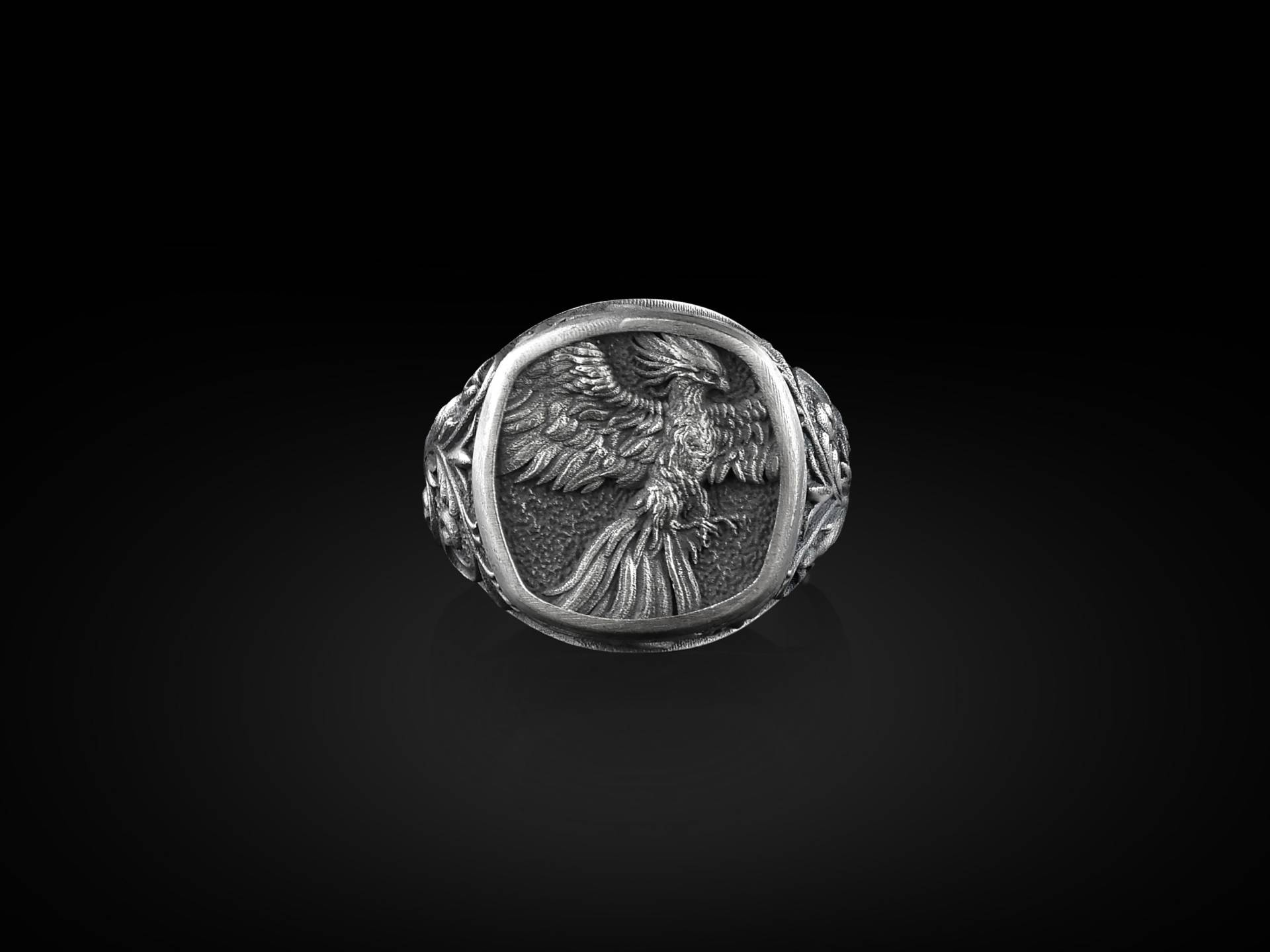 Geflügelter Phoenix Quadrat Siegelring Für Männer in Sterling Silber, Gold Mann Ring, Pinky Ringe Frauen, Mythologie Liebhaber Geschenk, Kleines von BySilverStone