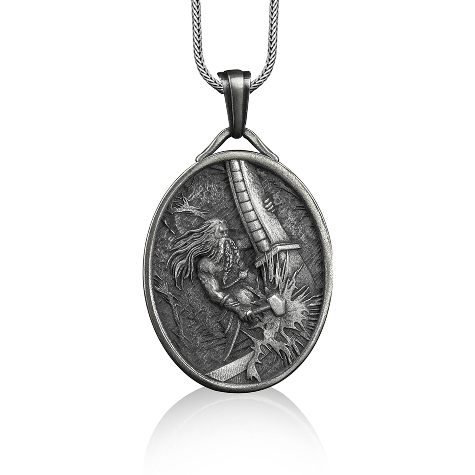 Halskette Mit Thor Anhänger Aus Sterling Silber, Personalisierte Für Die Beste Freundin von BySilverStone