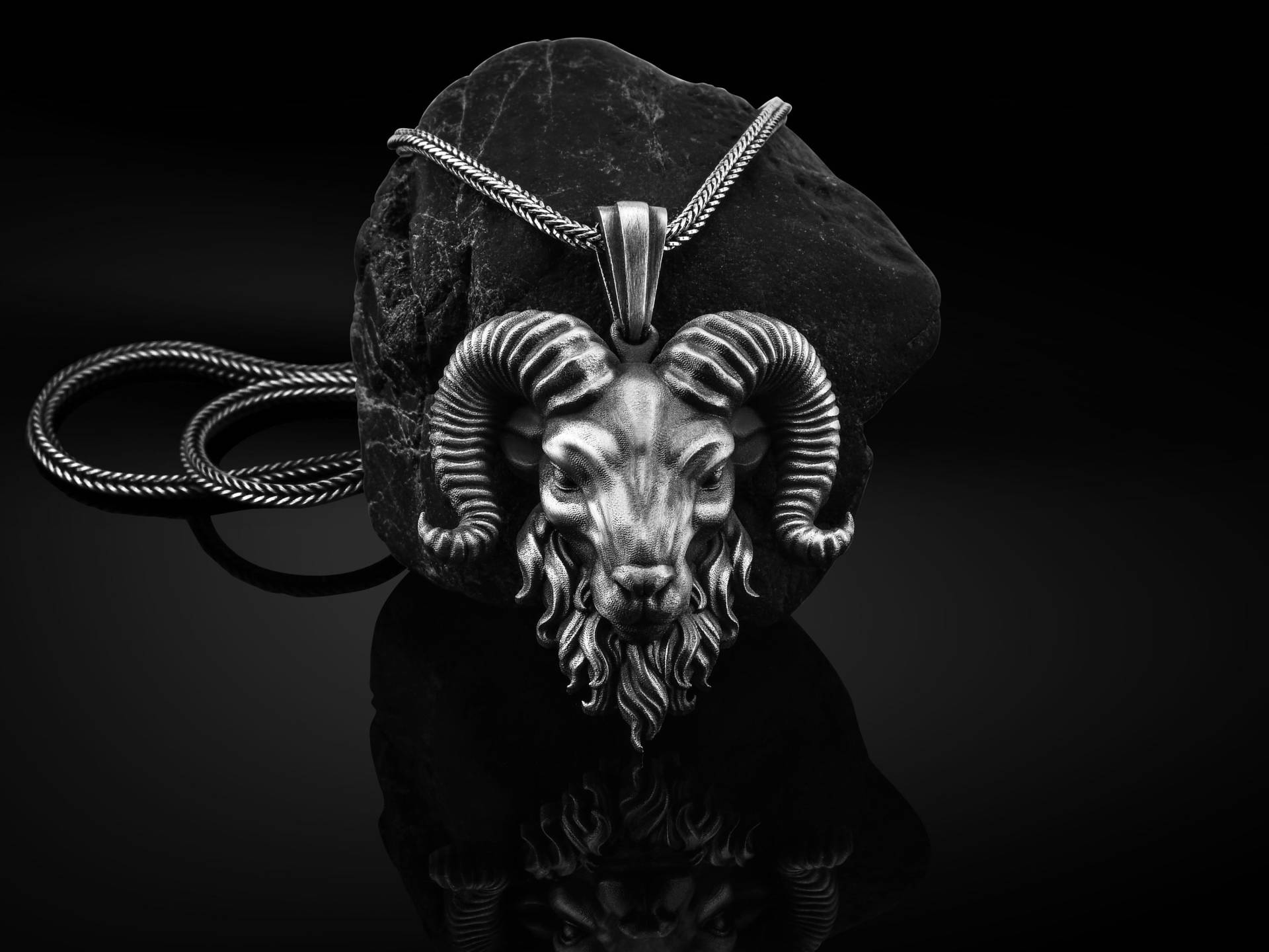 Handgefertigte Sterling Silber Widder Kopf Halskette, Oxidierter Anhänger, Tier Schmuck, Geschenk Halskette Für Sie Ihn von BySilverStone