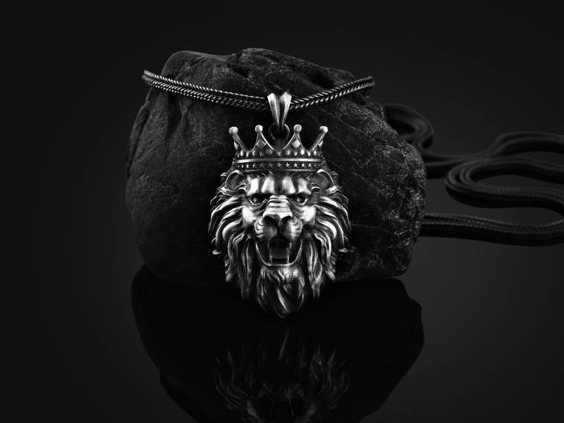 Handgemachte Löwe König Halskette Für Männer in Sterling Silber, Sternzeichen Mann Anhänger, Schmuck Männer, Personalisiertes Geschenk von BySilverStone