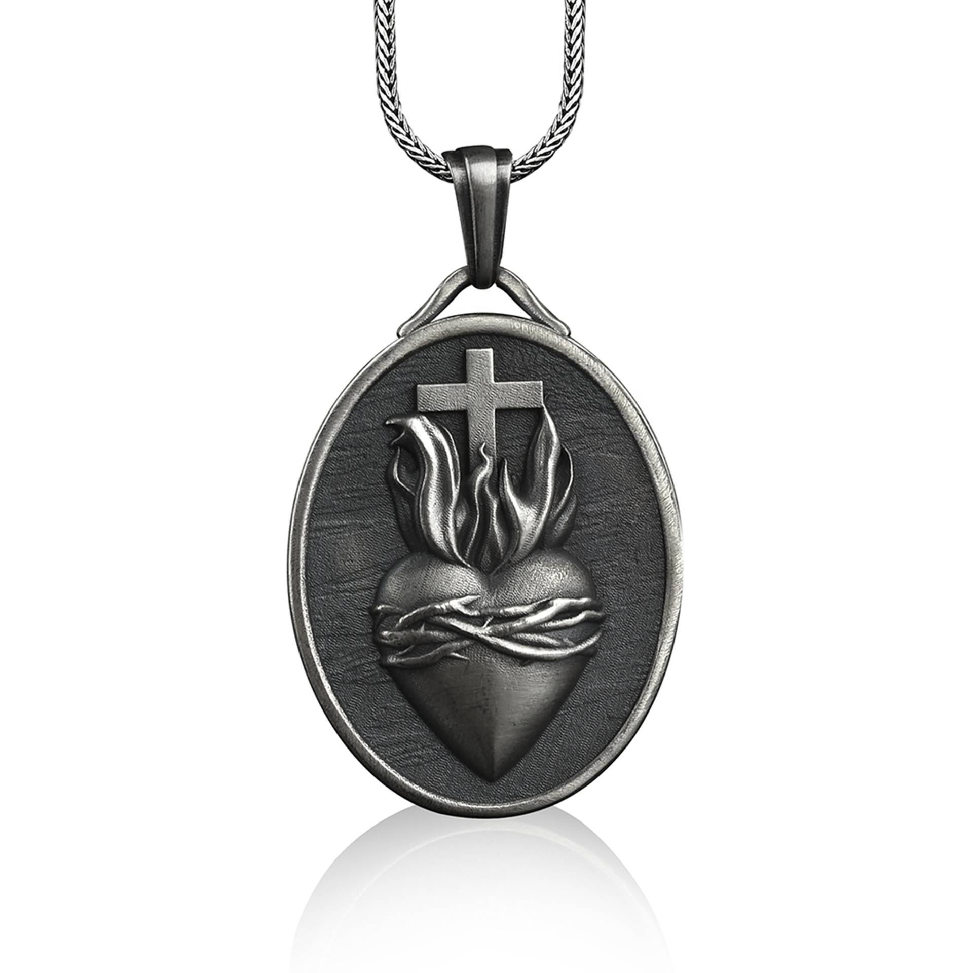 Herz Jesu 925 Silber Halskette, Personalisierte Kreuz Halskette Für Die Familie, Benutzerdefinierte Namen Anhänger Christian von BySilverStone