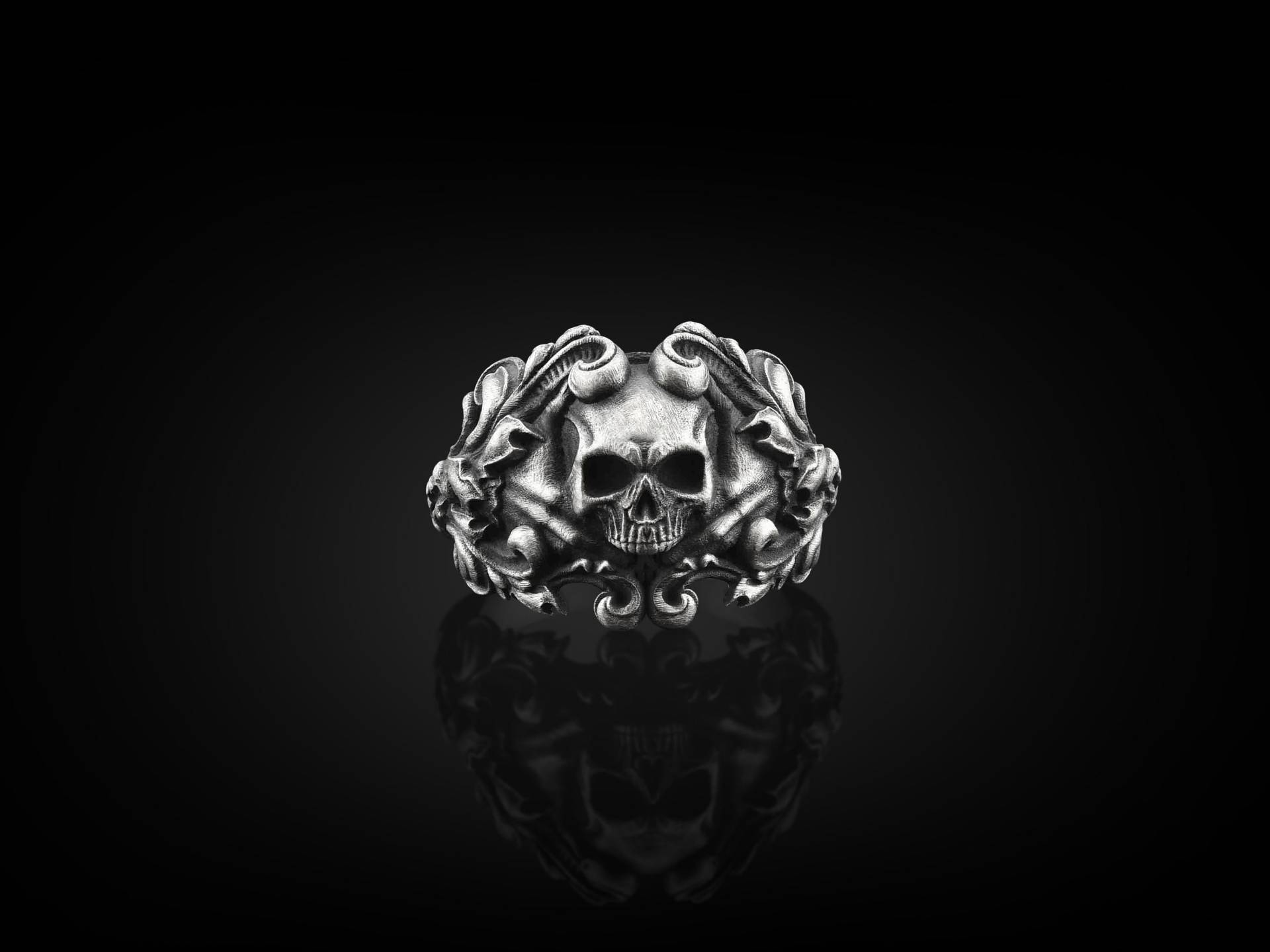 Katzenschädel Sterling Silber Herrenring, Gothic Ring, Punk Männer Schmuck, Ring Für von BySilverStone