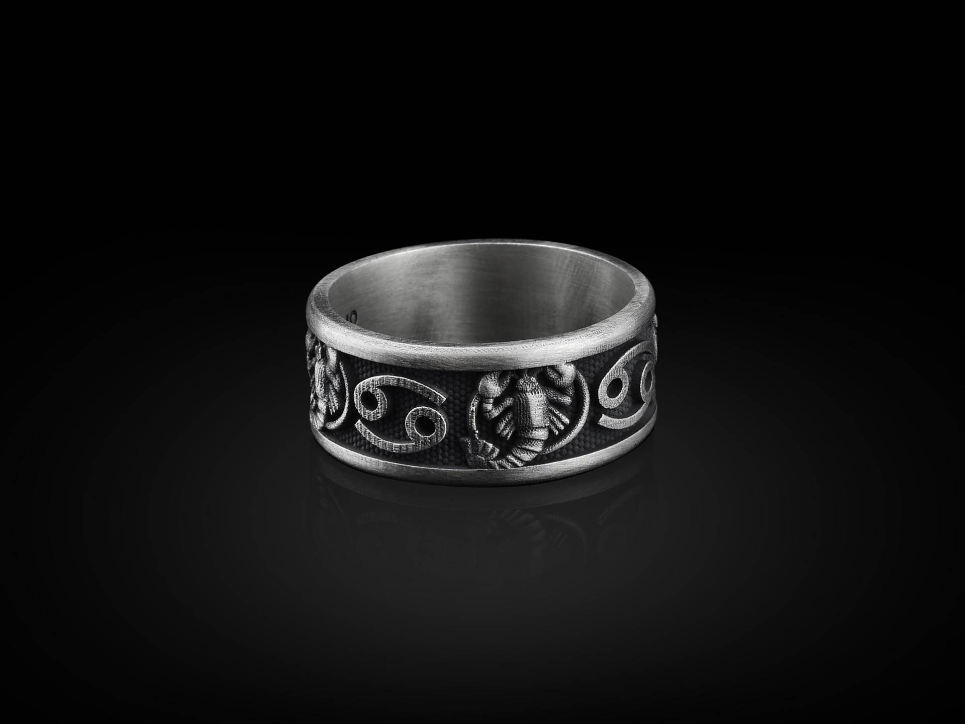 Krebs 925 Silber Ehering Ring, Sterling Personalisierte Männer Schmuck, Horoskop Astrologie Sternzeichen Geburtstagsgeschenk von BySilverStone