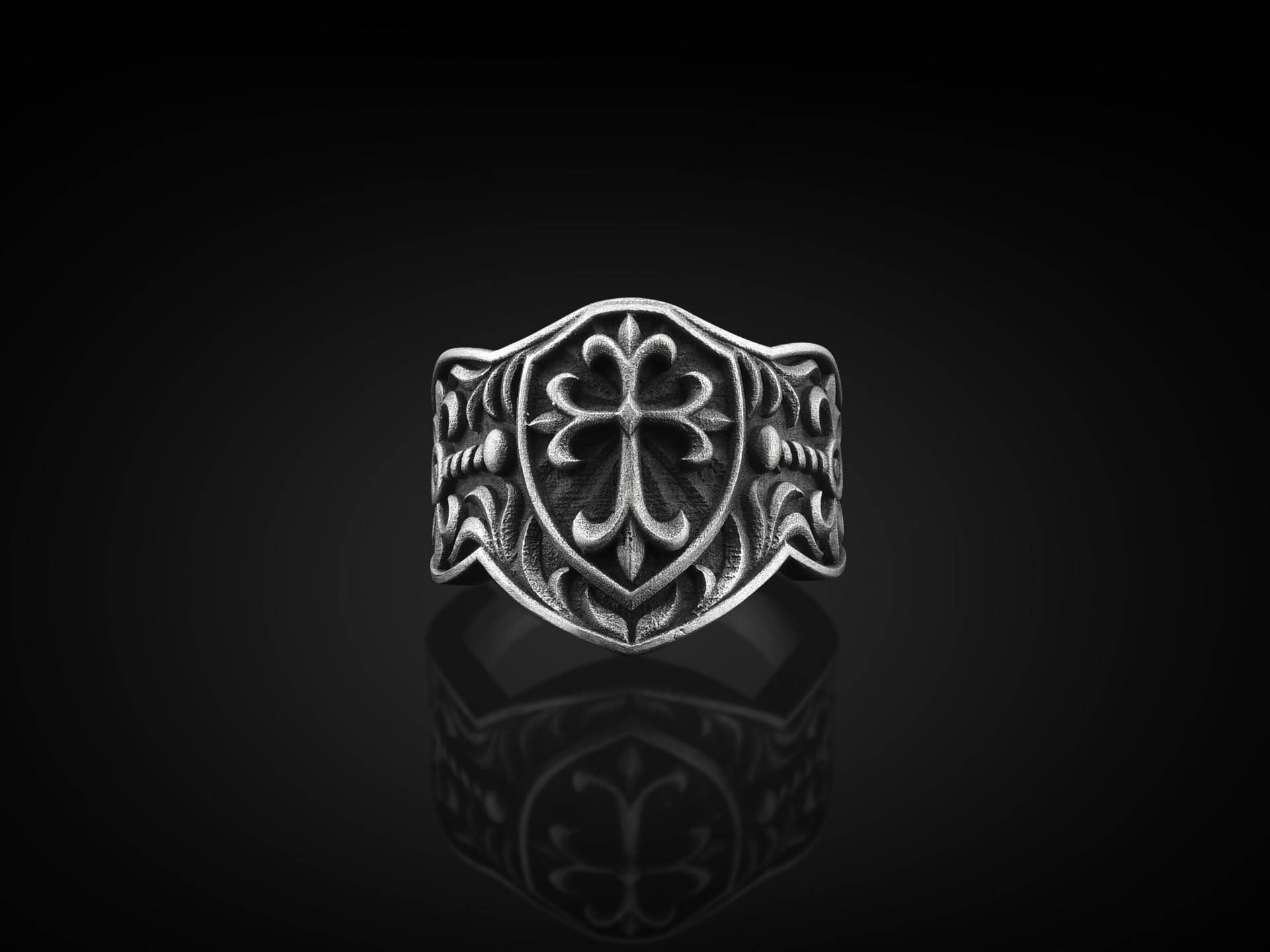 Kreuzfahrer Schild Handgemachter Sterling Silber Herren Ring, Christian Cross Crusader Schmuck, Ring Für Männer von BySilverStone