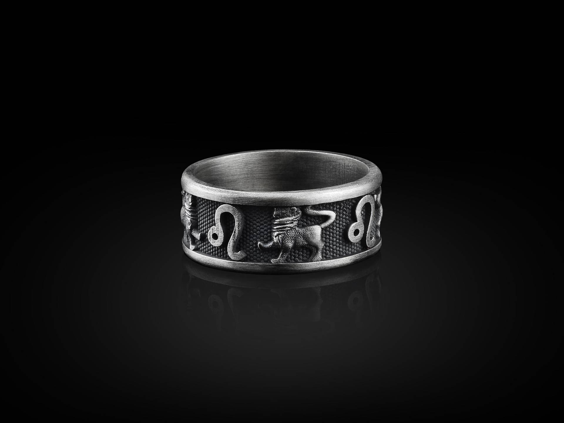 Leo Löwe 925 Silber Ehering, Sterling Personalisierter Ring, Verlobungsring, Sternzeichen Schmuck, Gedenkgeschenk von BySilverStone