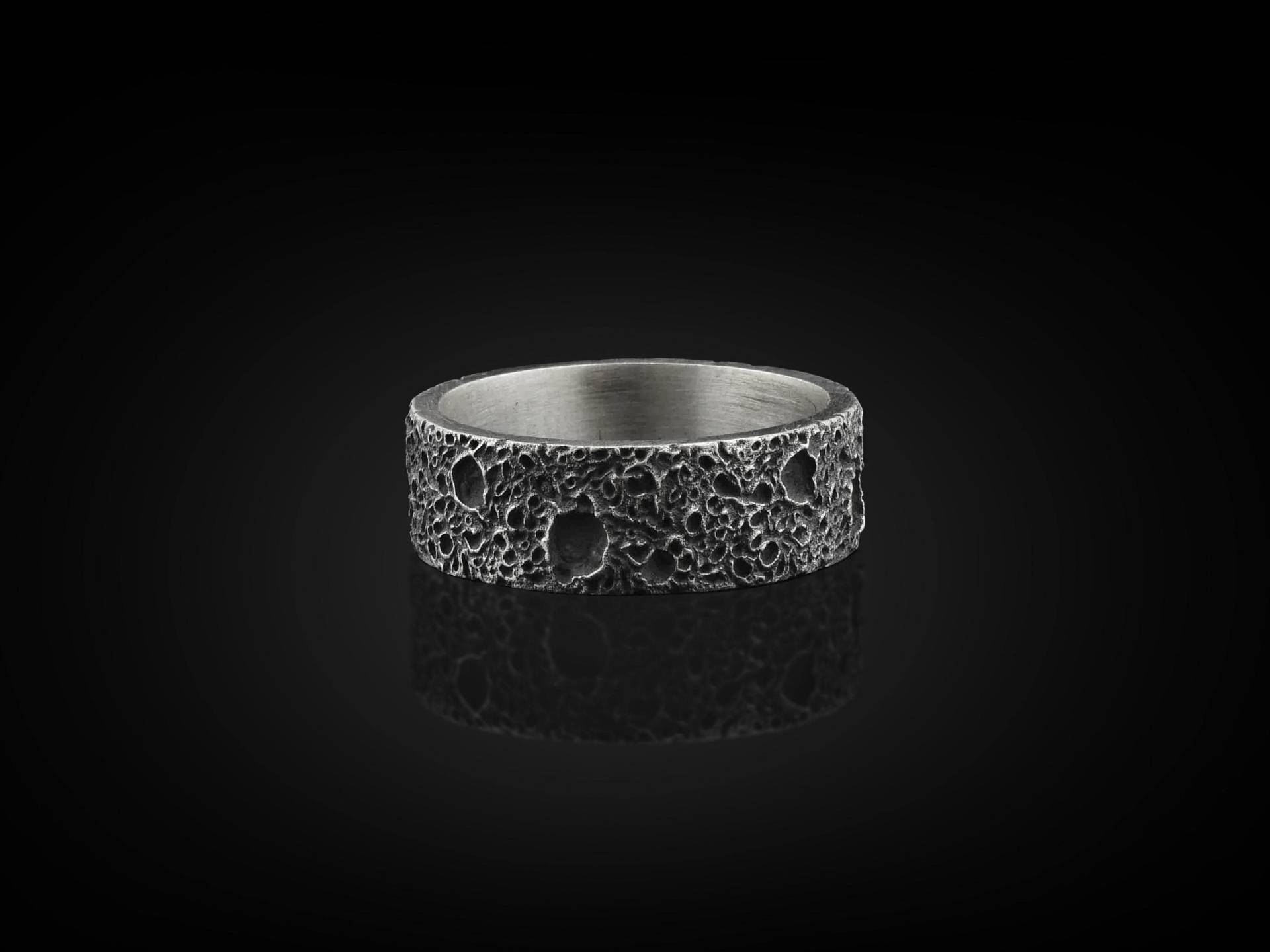Mond Oberfläche Handgemachte Sterling Silber Männer Ring, Krater Ehering, Mann Versprechen Ringe von BySilverStone