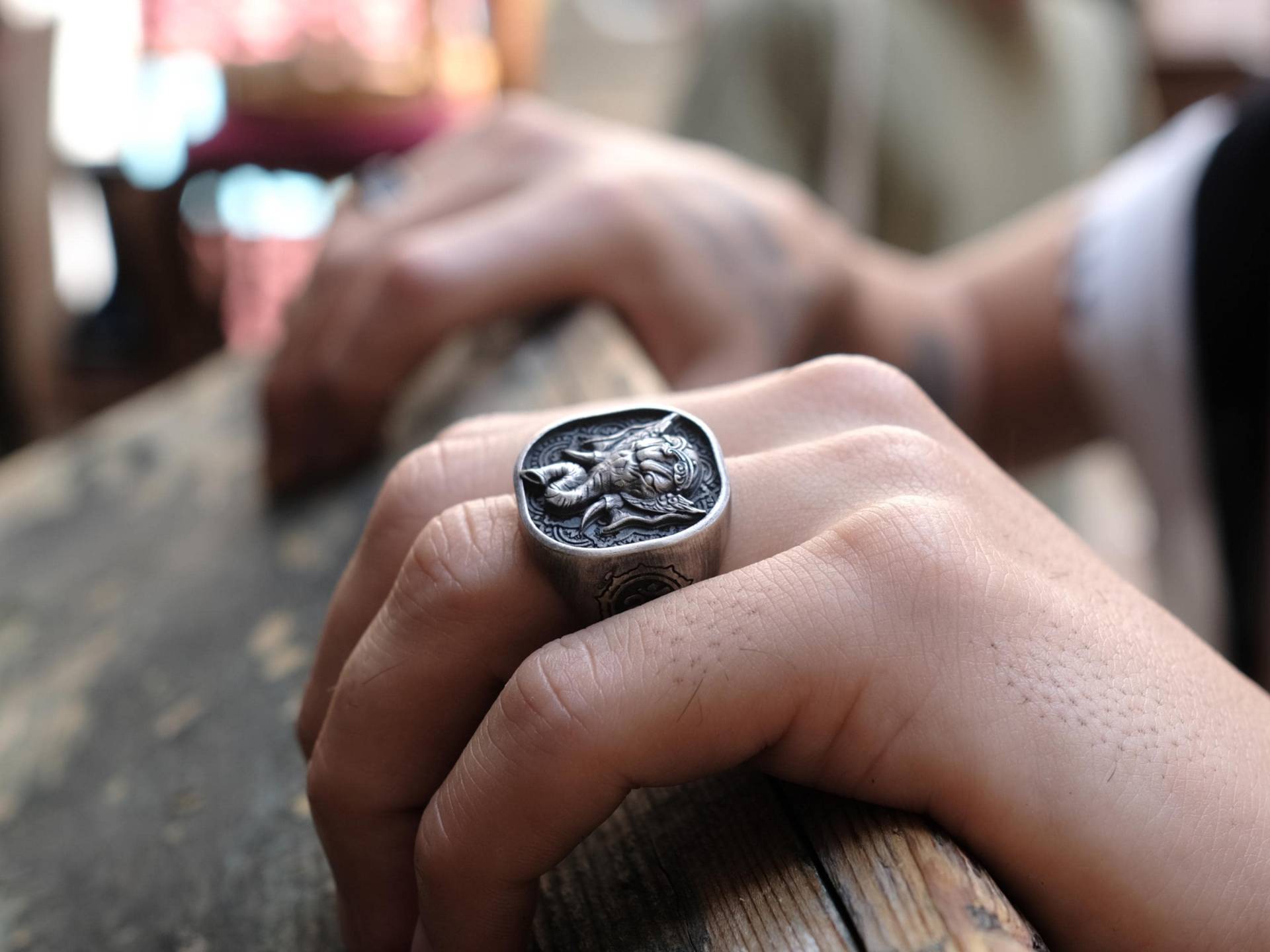 Namaste Elefant Handgemachte Sterling Silber Männer Siegelring, Tier Buddist Schmuck, Ring Für von BySilverStone