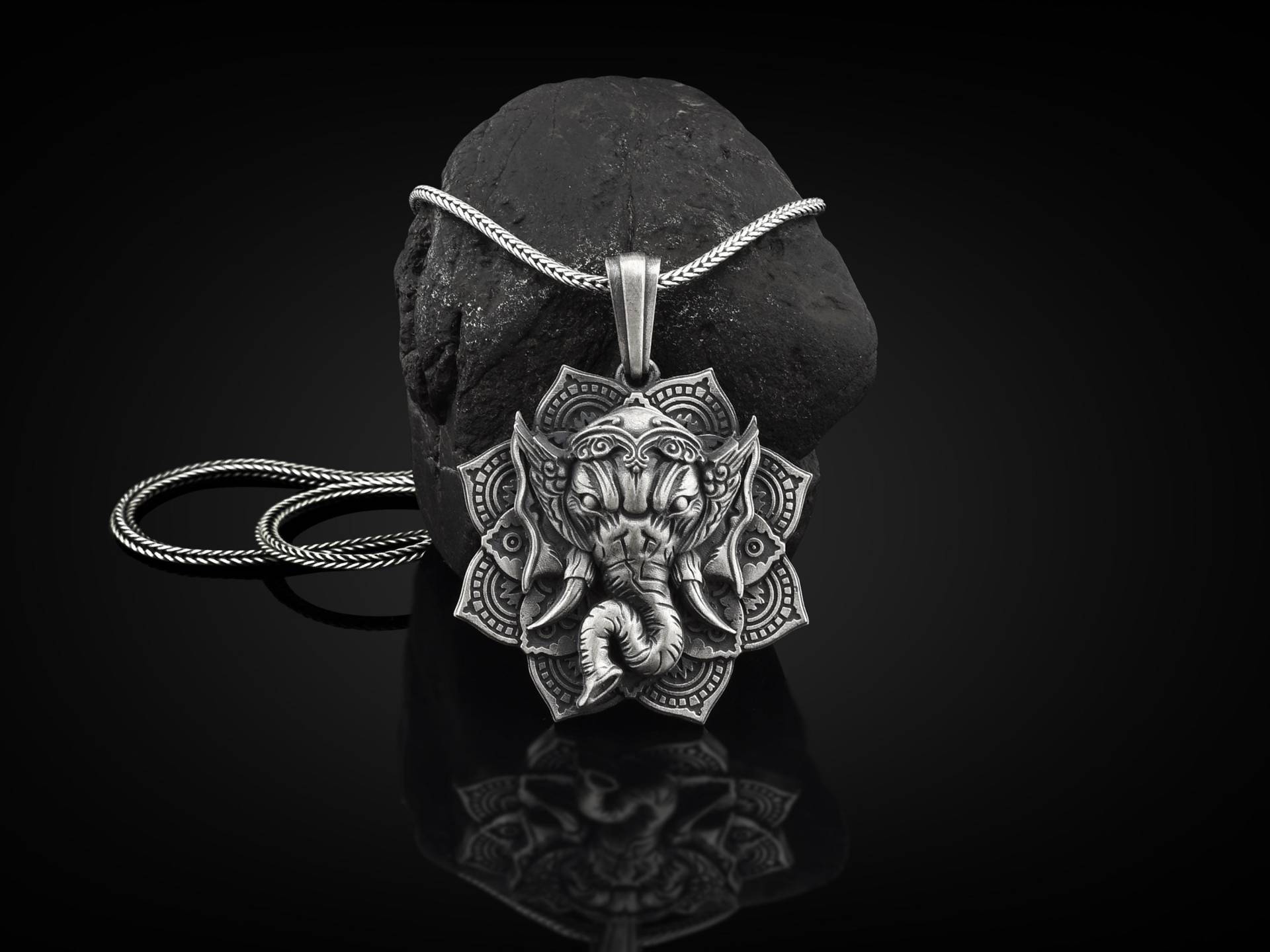 Namaste Elefant Sterling Silber Halskette Für Männer, Buddisht Anhänger Schmuck, Lotus Männer Anhänger, Tierliebhaber Herren Geschenk von BySilverStone