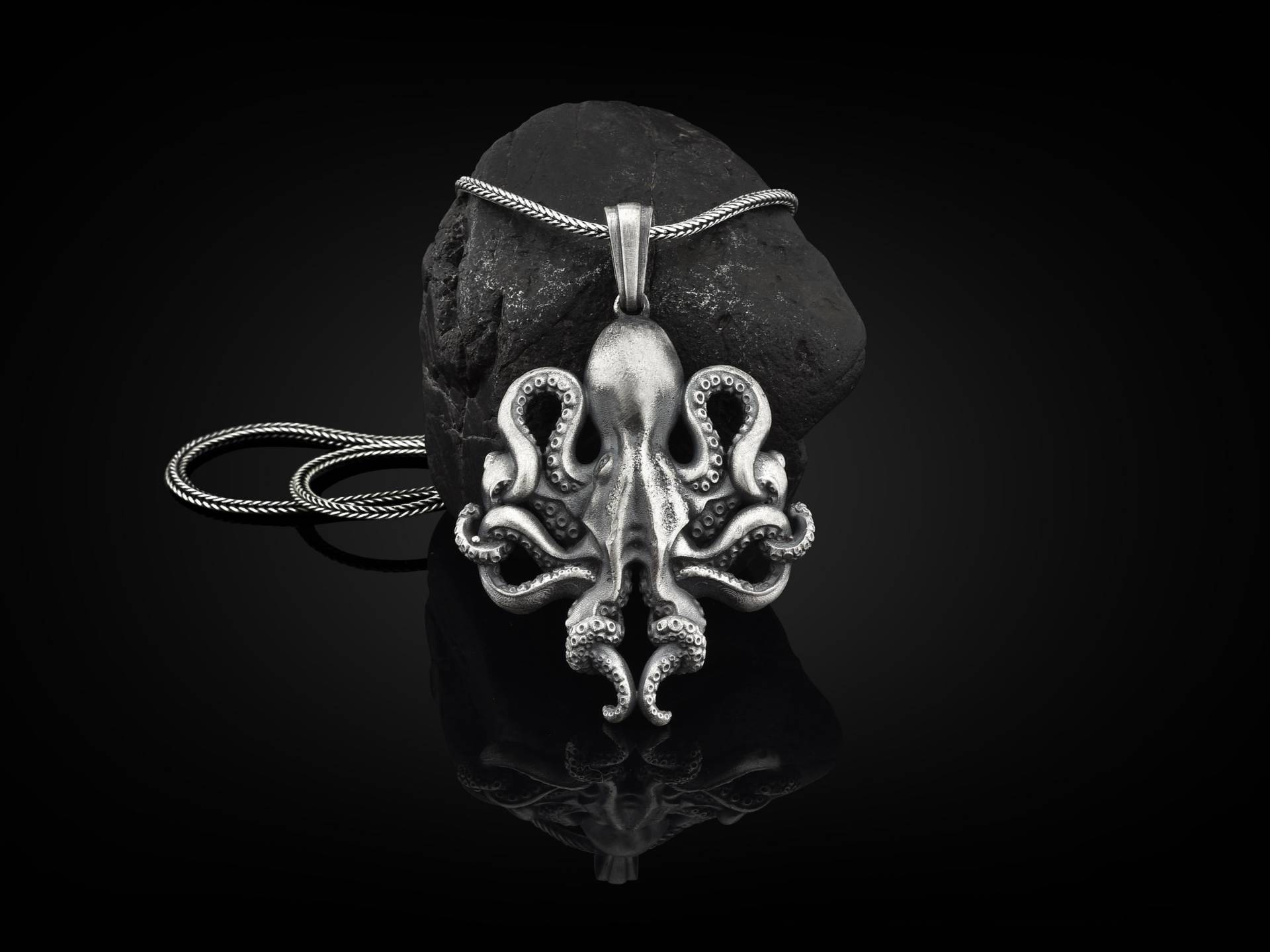 Oktopus Handgemachte Sterling Silber Männer Charm Halskette, Schmuck, Meerestier Anhänger, Erinnerungsgeschenk von BySilverStone