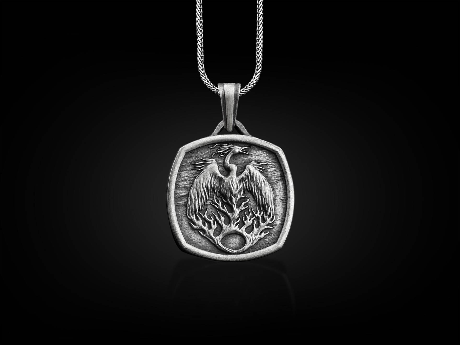 Phoenix Feuervogel Gravur Halskette, 925 Sterling Silber Anpassbare Personalisierte Schmuck, Zierliche Gedenkgeschenk von BySilverStone