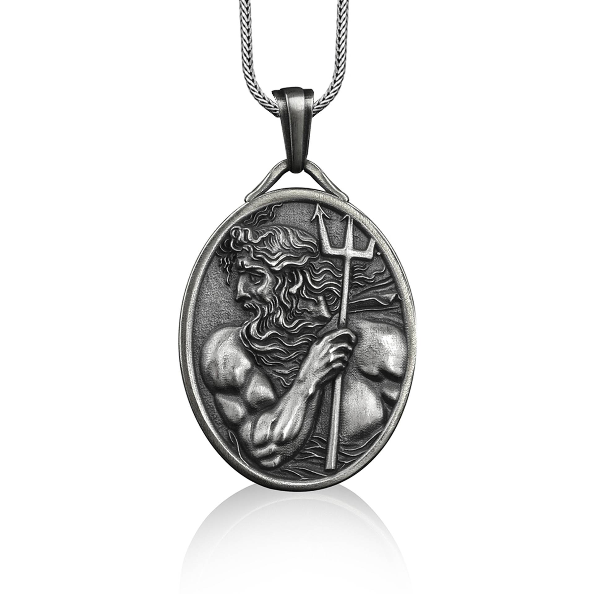 Poseidon Halskette Mit Dreizack Anhänger in Silber, Personalisierte Für Die Beste Freundin, Geschenk Ihn von BySilverStone