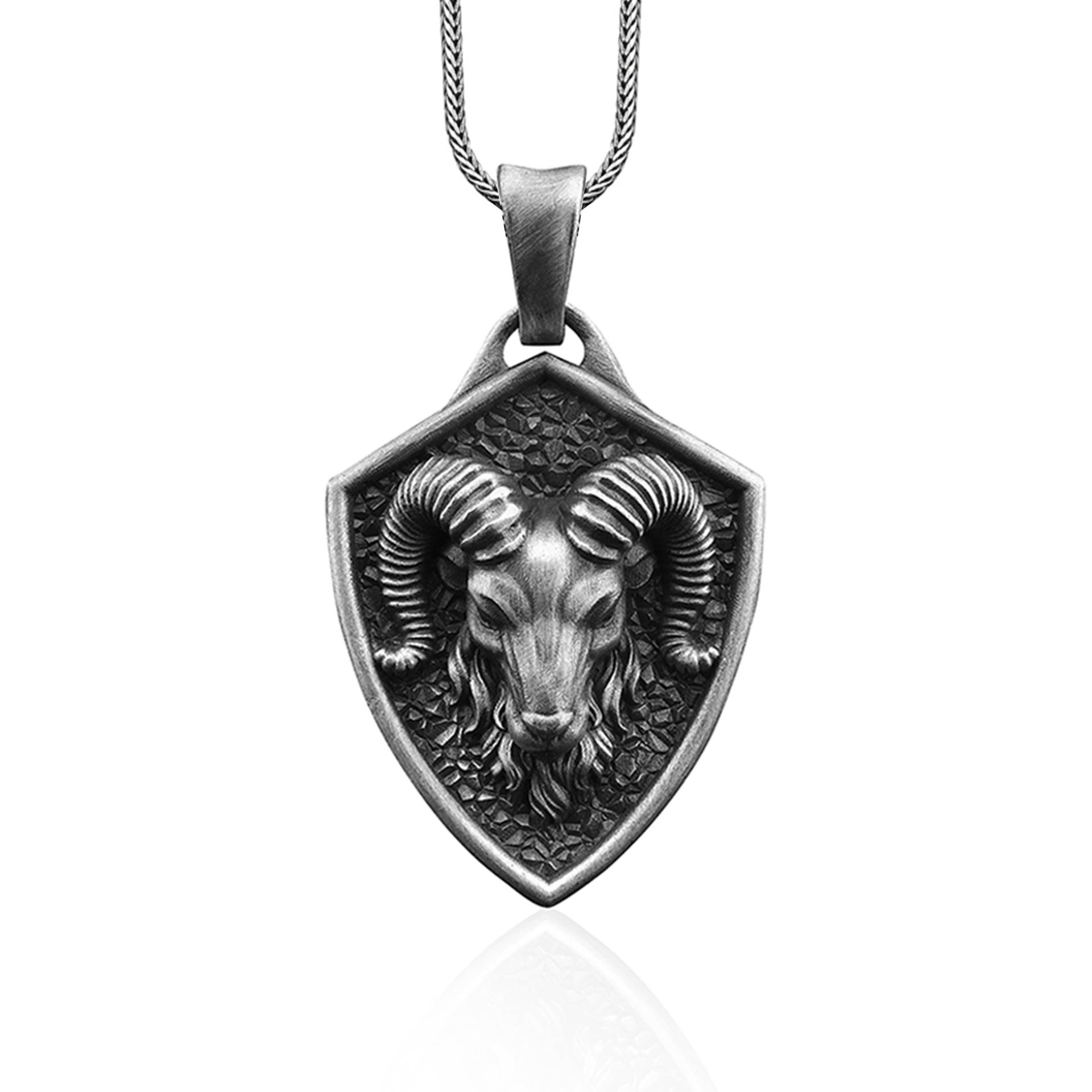 Ram Handgemachte Sterling Silber Männer Charm Halskette, Widder Sternzeichen Schmuck, Anhänger, Horoskop Tier Halskette von BySilverStone