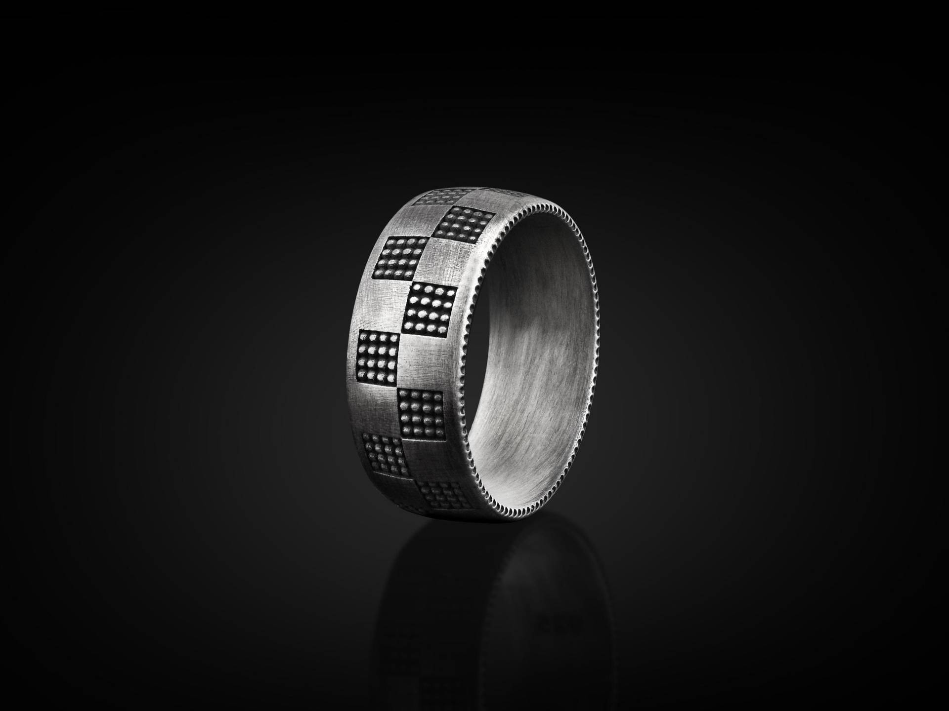 Schach Band Ring Für Männer in Sterling Silber, Karierter Ehering, Stapelbarer Biker Ring, Zierlicher Jubiläumsring, Gedenkgeschenk von BySilverStone