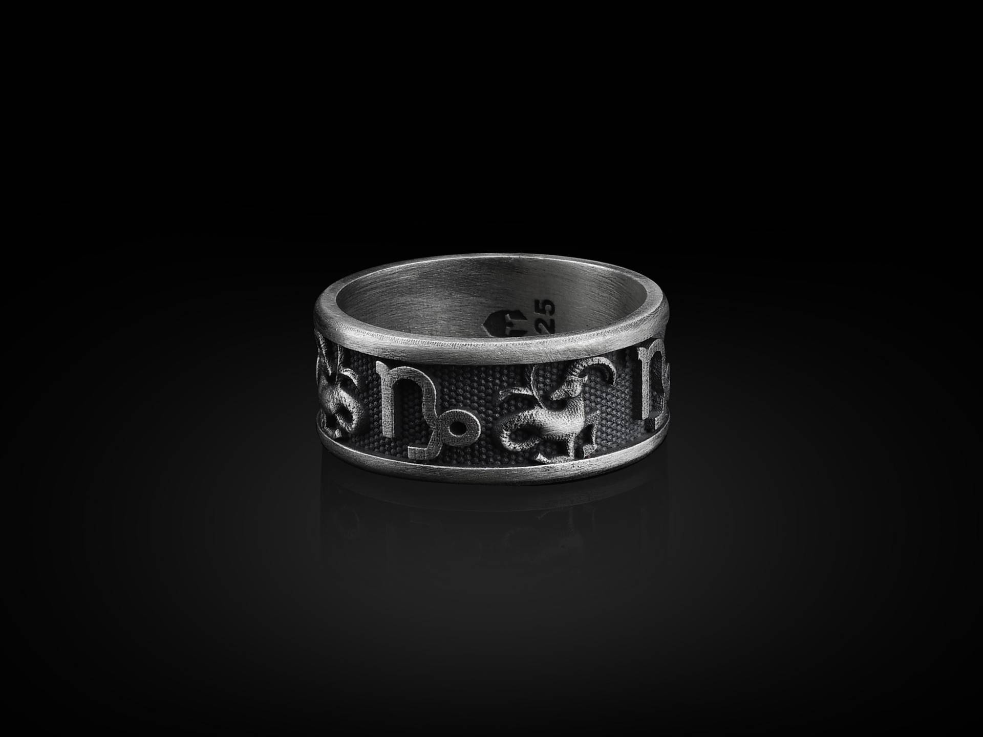 Steinbock Sternzeichen Ring Für Männer in Sterling Silber, Ring, Tier Herrenring, Verlobungsring, Sympathie Geschenk von BySilverStone