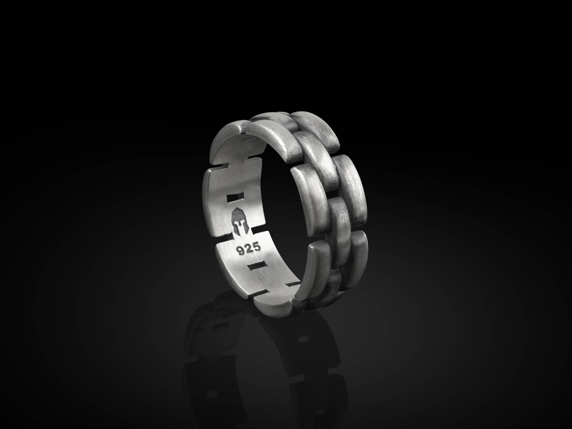 Stilvolle Kette Bandring Für Männer in Sterling Silber, Silber Hochzeitsschmuck, Mann Geschenk Ring, Ehering, Jahrestag Ring von BySilverStone