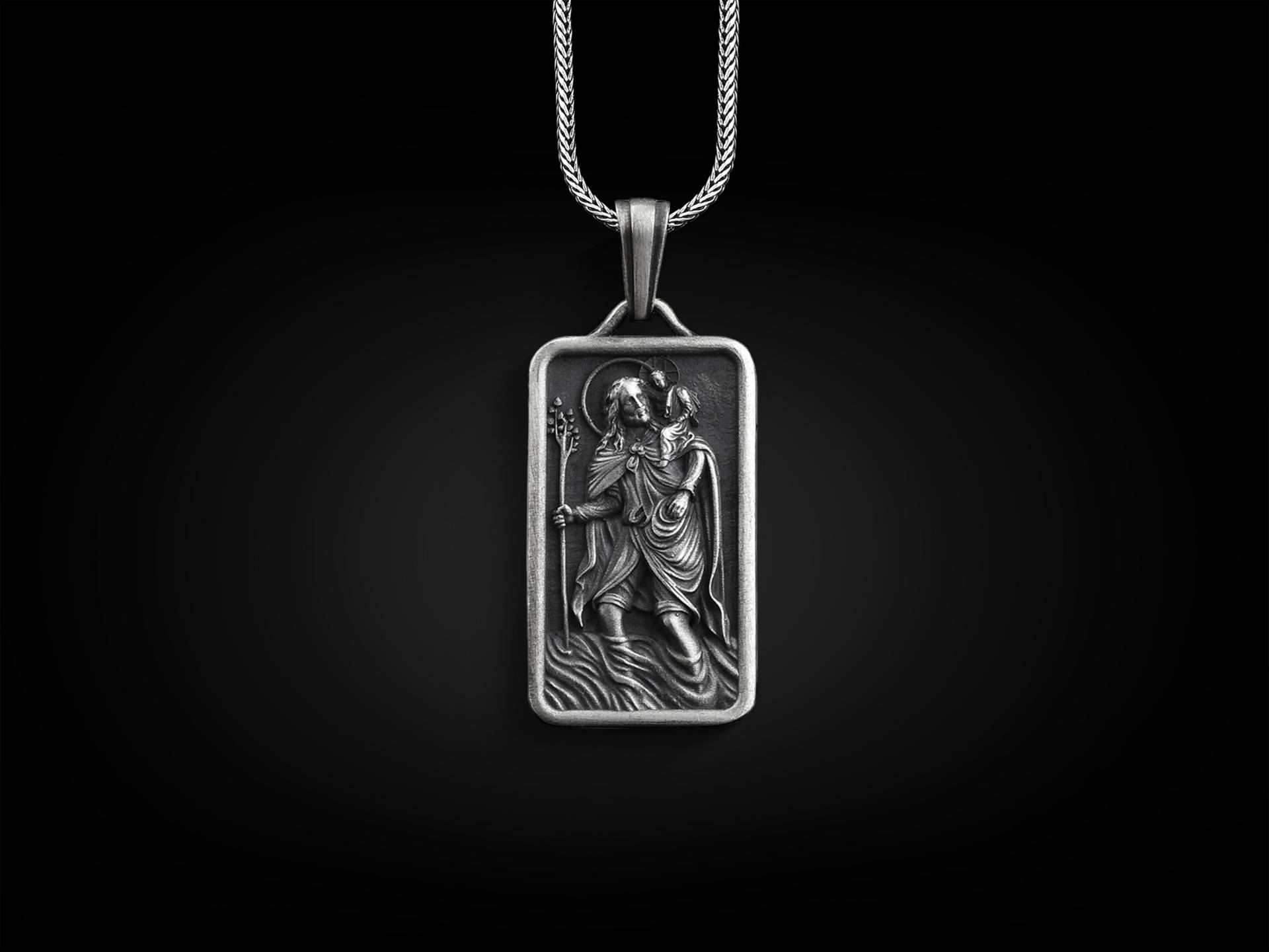 st Christopher Und Jesus Anhänger Halskette in Silber, Personalisierte Christliche Für Männer, Religiöse Papa von BySilverStone