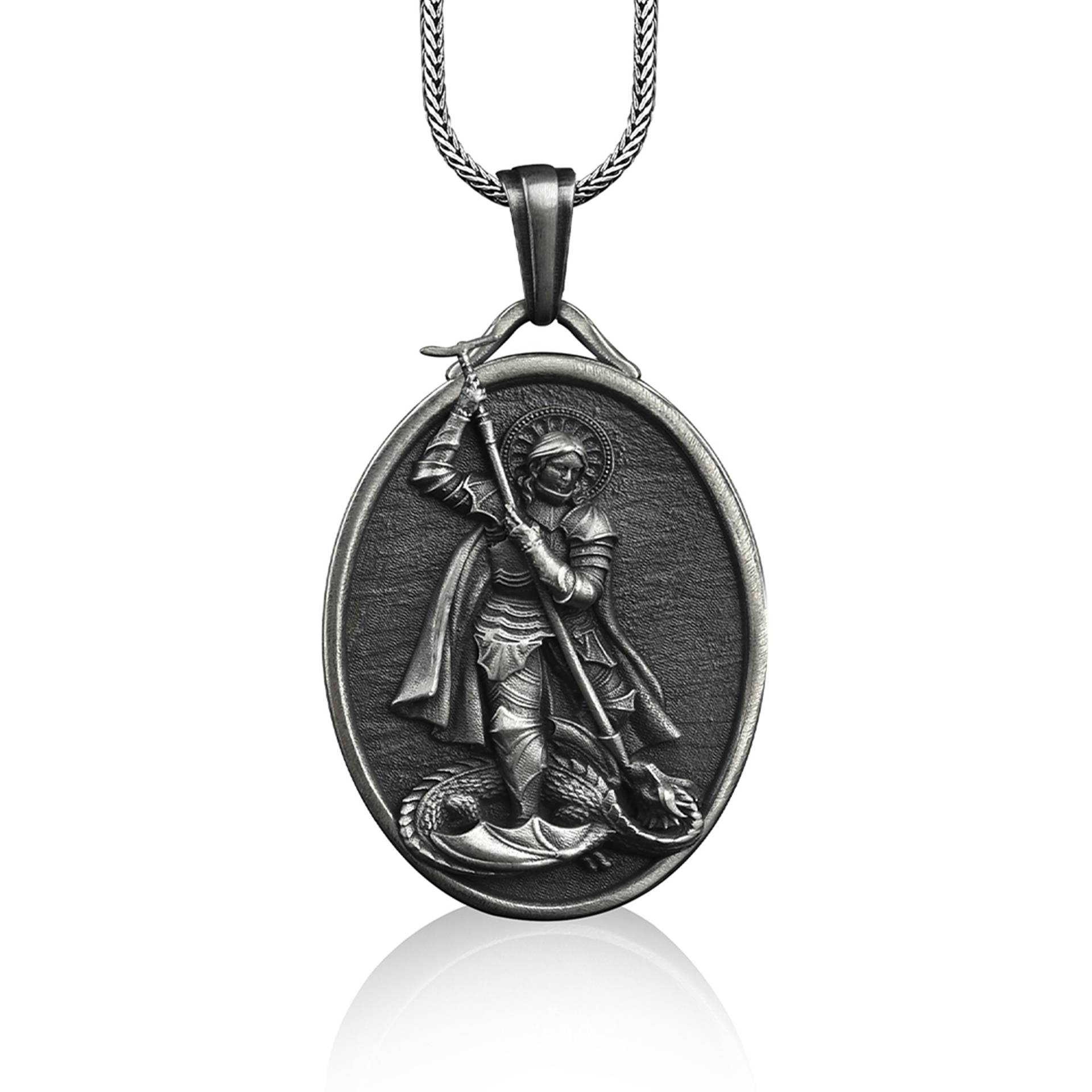 st. George Anhänger Halskette in Silber, Personalisierte Religiöse Für Katholiken, Christliche Geschenk Papa von BySilverStone