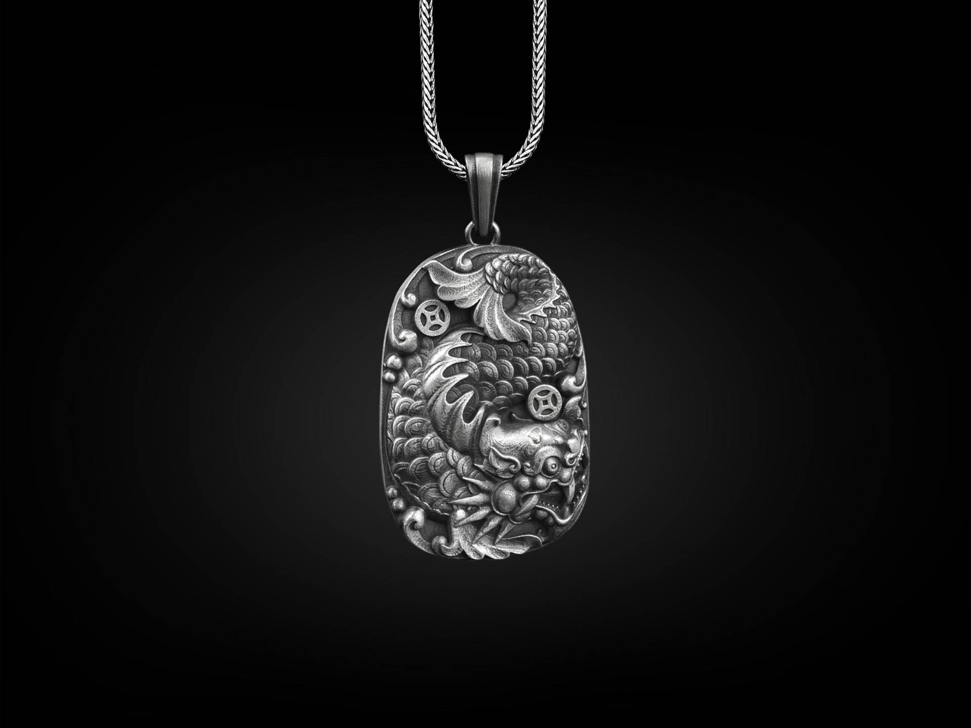 sterling Silber Drache Fisch Halskette, Karpfen Charm Schmuck, Drachen Geschenk, Und Wawes Bestes Geschenk von BySilverStone