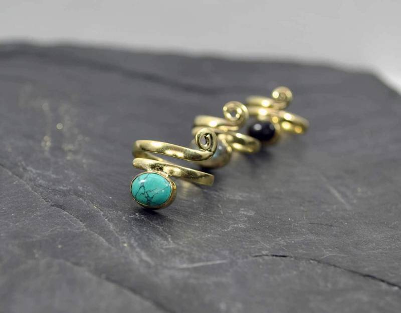 Cornalin Ring, Kristall Wickelring, Messing Türkis Boho Midi Zierlich Niedlich, Eleganter Edelstein Ring von BySinuhe