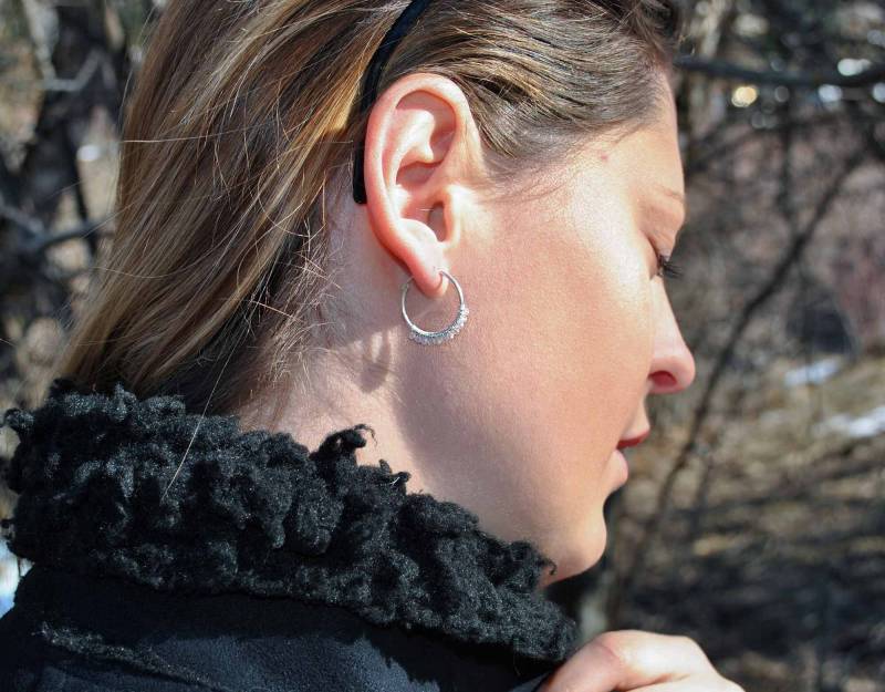 Edelstein Sterling Silber Creolen Ultradünne Ohrringe Für Eleganten Stil von BySinuhe