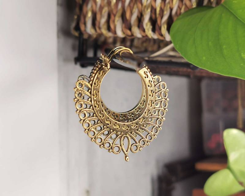 Filigrane Creolen Aus Messing - Statement Boho Schmuck Für Jeden Anlass Hippie von BySinuhe