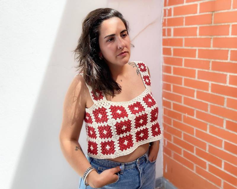 Häkelspitze - Oma Quadrat Crop Top Handgemachtes Kurzes T-Shirt Aus Baumwollfaden Serena Häkelspitze - Oma Quadrat Crop Top Handgemachtes Kurzes T-Shirt Aus Baumwollfaden Serena von BySinuhe