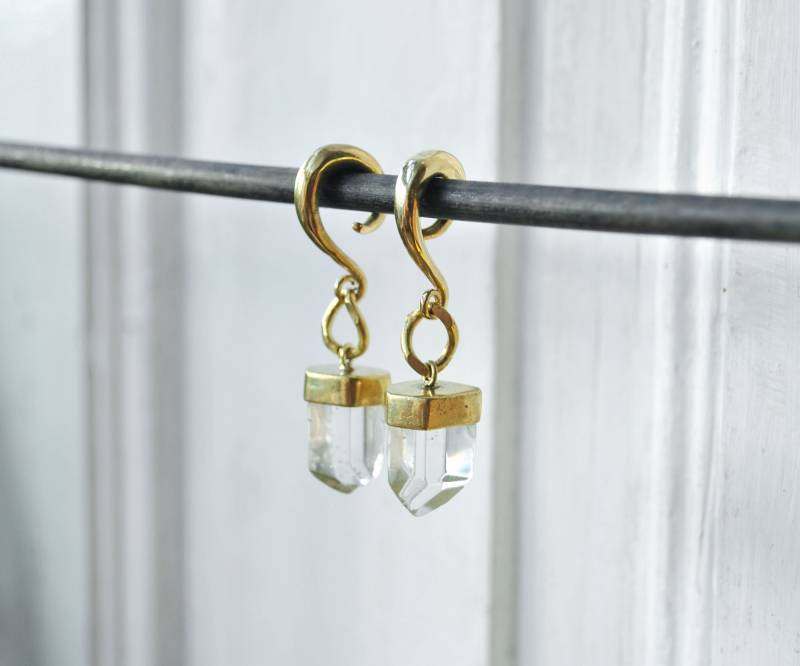 Ohrgewichte Mit Kristallbehang - Bergkristall Ohrhänger Für Gedehnte Ohren Lehren Stein Ohrringe von BySinuhe